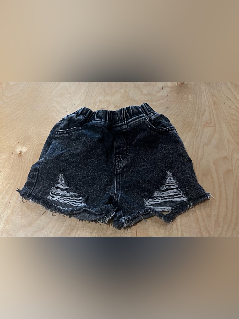 Black Distressed Denim Shorts